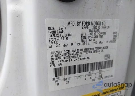 2017 Ford Expedition El Xlt from USA, damaged, VIN 1FMJK1JT2HEA79436